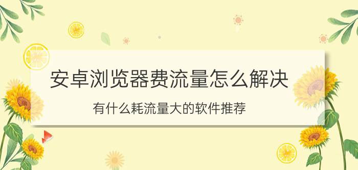 安卓浏览器费流量怎么解决 有什么耗流量大的软件推荐？